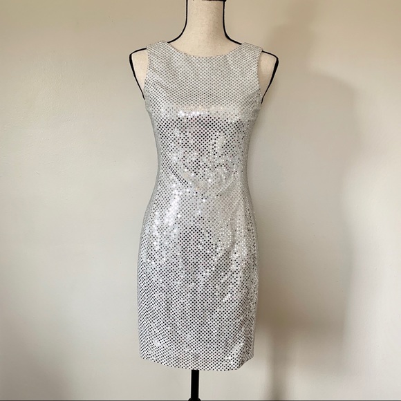 LATE EDITION LTD. Dresses & Skirts - LATE EDITION LTD petite dress disco silver VINTAGE